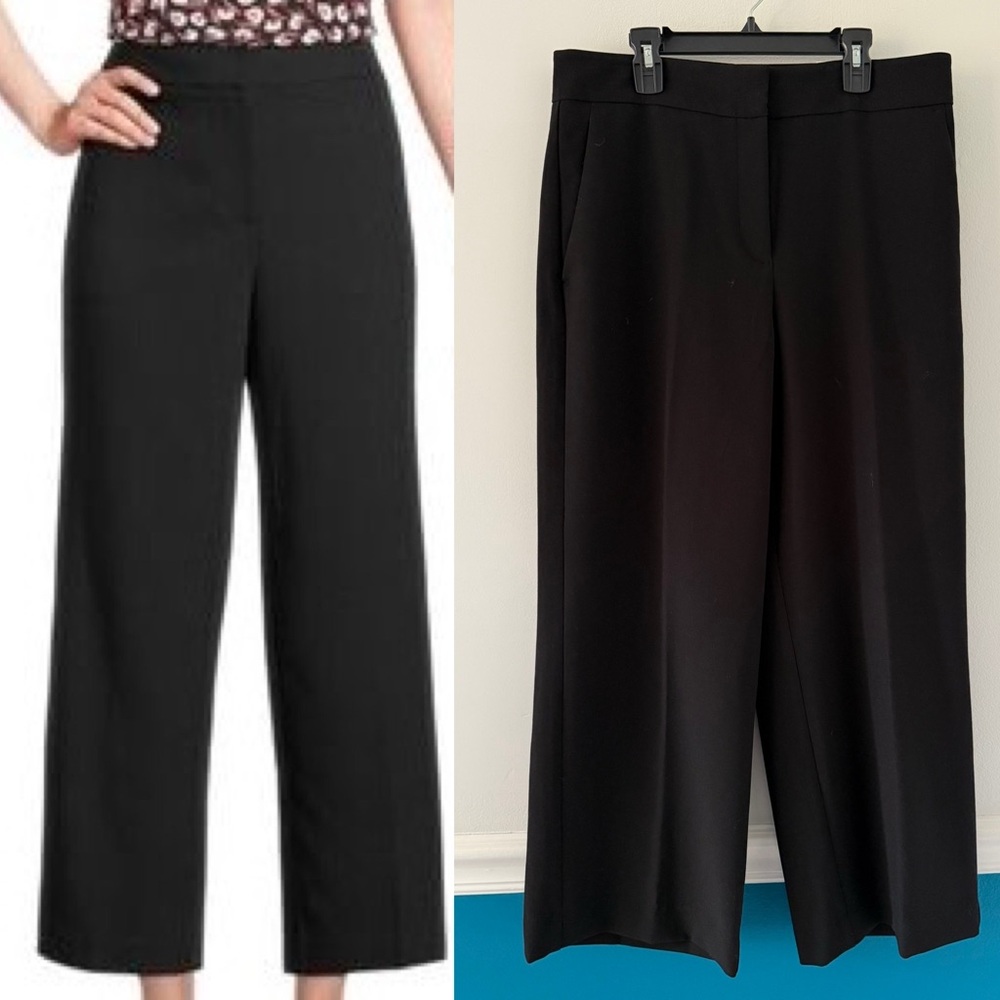 NWT Ann Taylor Black Slim Wide-Leg High Rise Ankle Length Pants